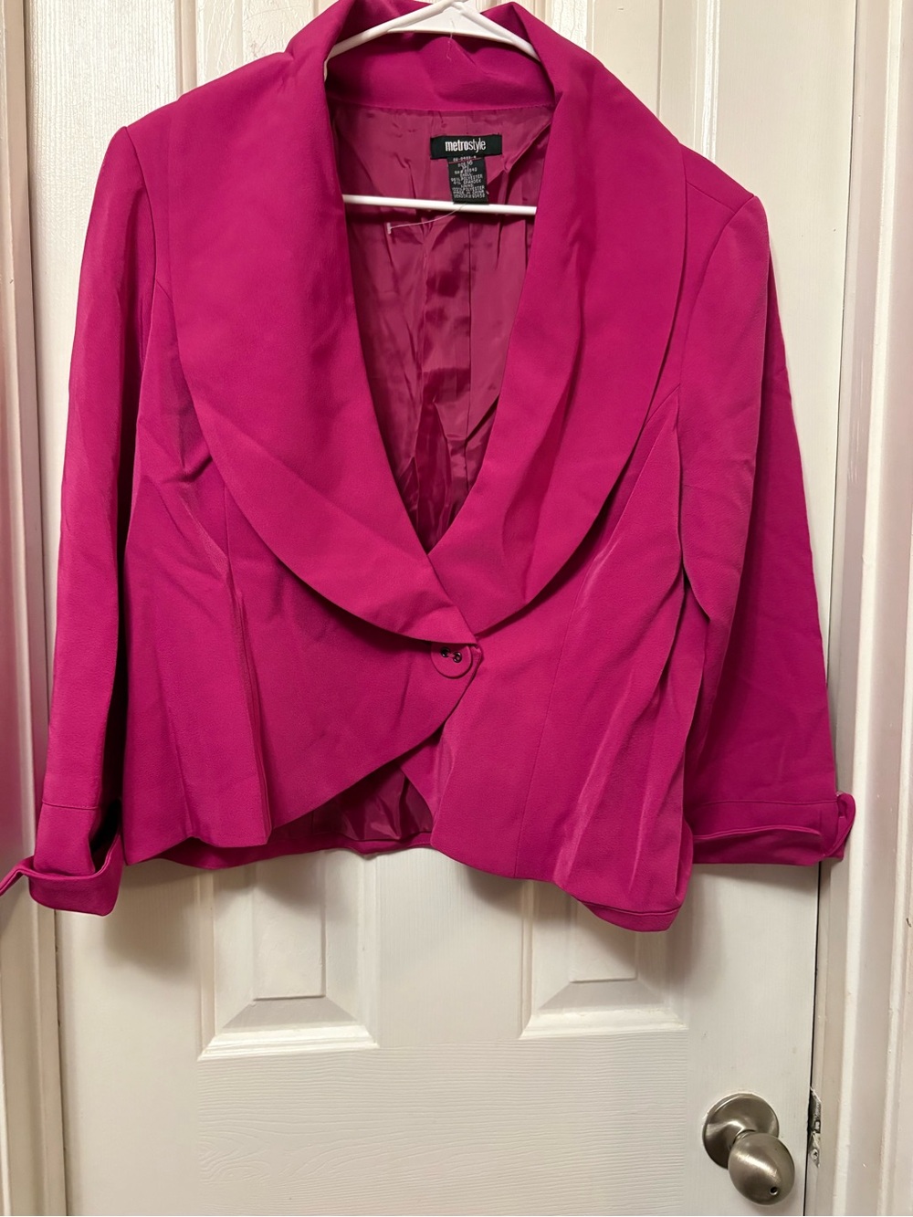 metrostyle Women's Bright Hot Pink Draped Collar Blazer